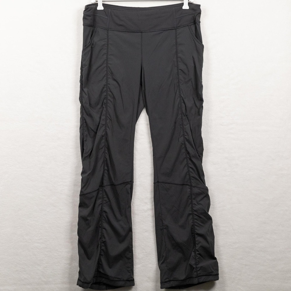 LUCY Get Going Ruched Wide Leg Activewear Yoga Pants Outdoor Charcoal Gray Sz L